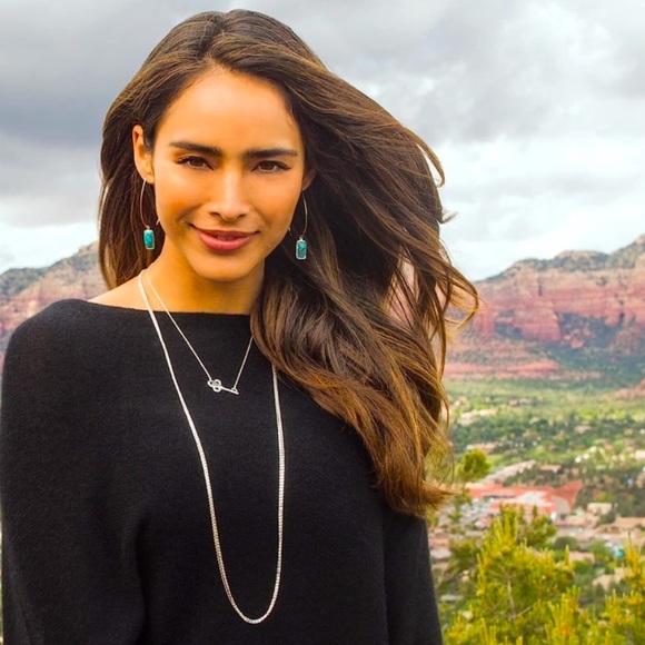 Silpada Sterling Silver & Compressed Turquoise Threader Drop Earrings - Picture 2 of 8